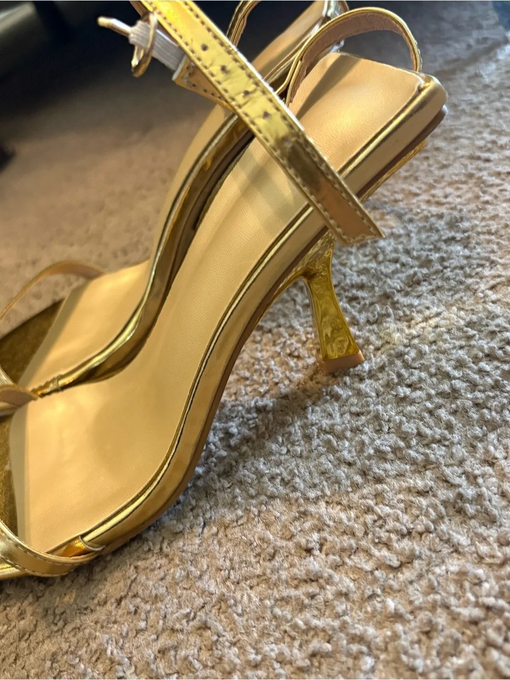 Metallic Gold Pointed Toe Slingback Heels
